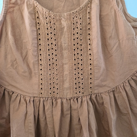 Anthropologie Vanessa Virginia Top Size 0 Orange Sienna Eyelet Peplum Boho Hippy - Picture 2 of 7